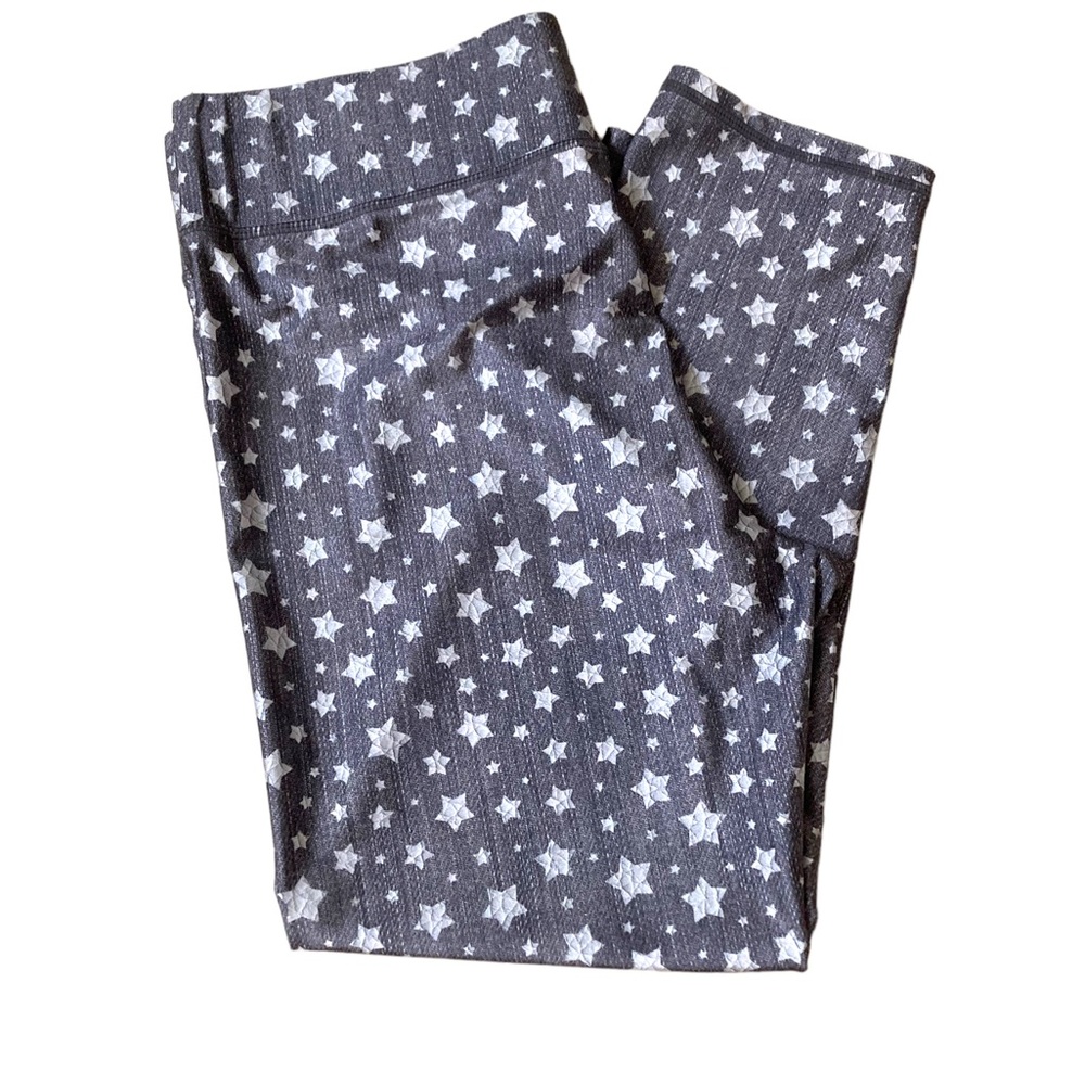 TEREZ Black Silver Mini Star Foil Uplift Leggings.  NWOT. Size XL